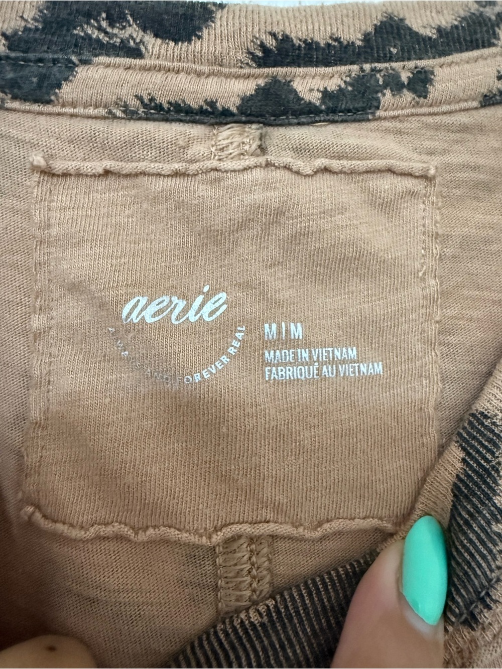 aerie oversized Leopard Print Short Sleeve Tee - Tan and Black - Picture 3 of 3